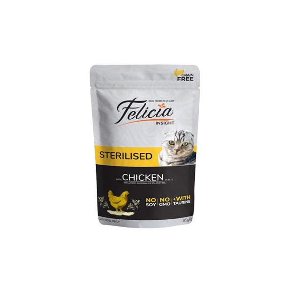 Felicia Tahılsız Pouch Sterilised Tavuklu Yaş Kedi Maması  85 gr