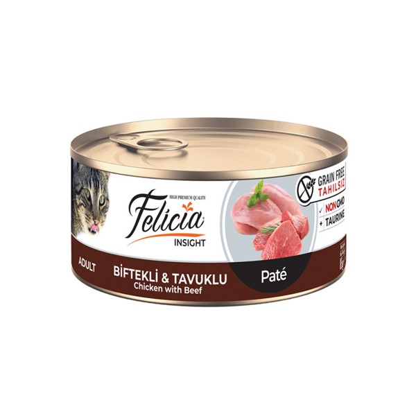 Felicia Tahılsız Konserve Biftekli-Tavuklu Kıyılmış Yaş Kedi Maması 85 gr