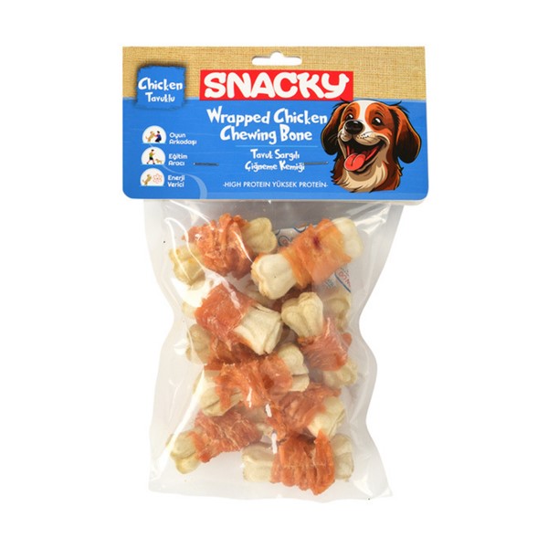 Snacky Beyaz Tavuk Sargılı Köpek Ödülü 10'lu *5cm *120g X 6 ADET