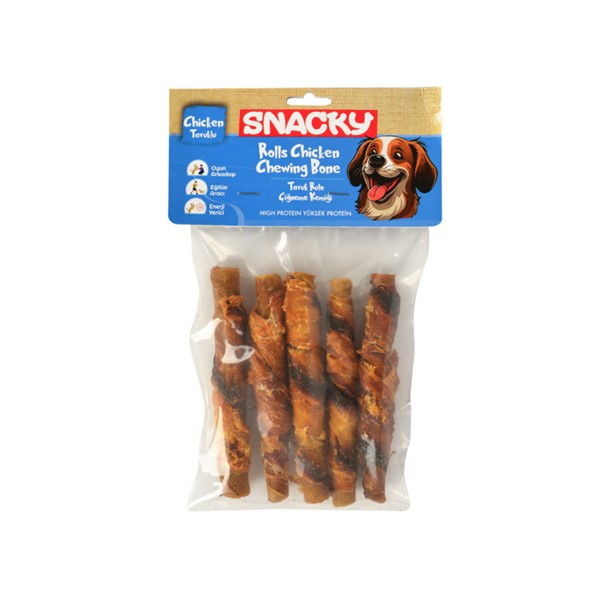 Snacky Füme Tavuk Rulo Köpek Ödül 5'li *7,5cm *100g X 6 PAKET