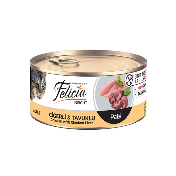 Felicia Tahılsız Konserve Ciğerli-Tavuklu Kıyılmış Kedi Maması  85 gr