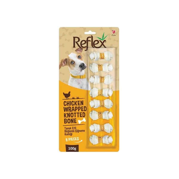 REFLEX TAVUK ETLİ DÜĞÜMLÜ KEMİK 8 Lİ 100 GR