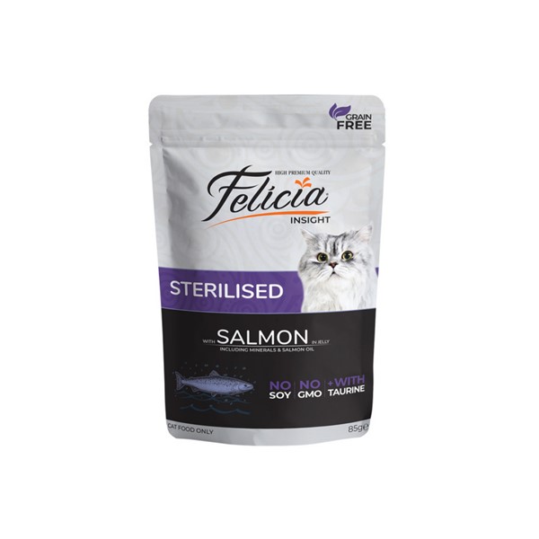 Felicia Tahılsız  Pouch Sterilised Somonlu Yaş Kedi Maması 85 gr