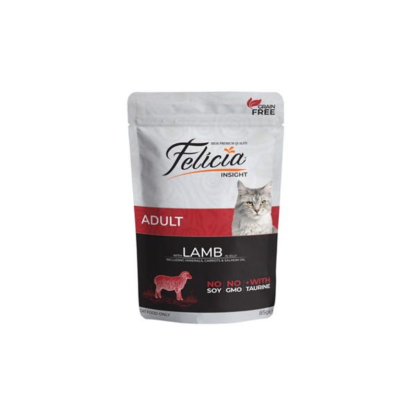 Felicia Tahılsız Pouch Yetişkin Kuzu Etli Yaş Kedi Maması 85 gr