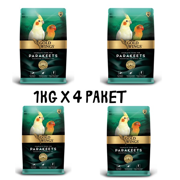 Gold Wings Premium Paraket Yemi 1 Kg X 4 Paket