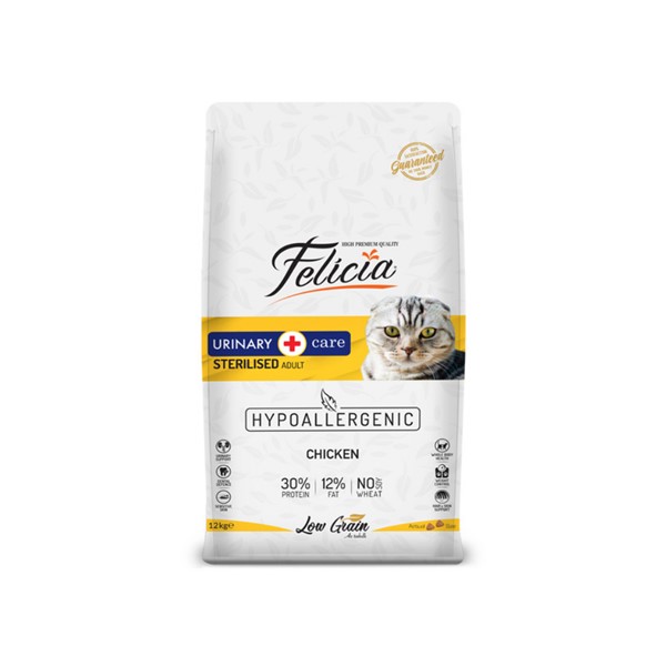 Felicia  Sterilised Tavuklu Az Tahıllı HypoAllergenic Kedi Maması  12 kg