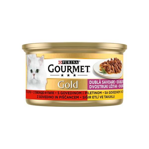 Gourmet Gold Çifte Lezzet Sığır Etli&Tavuklu Yaş Kedi Maması 85gr