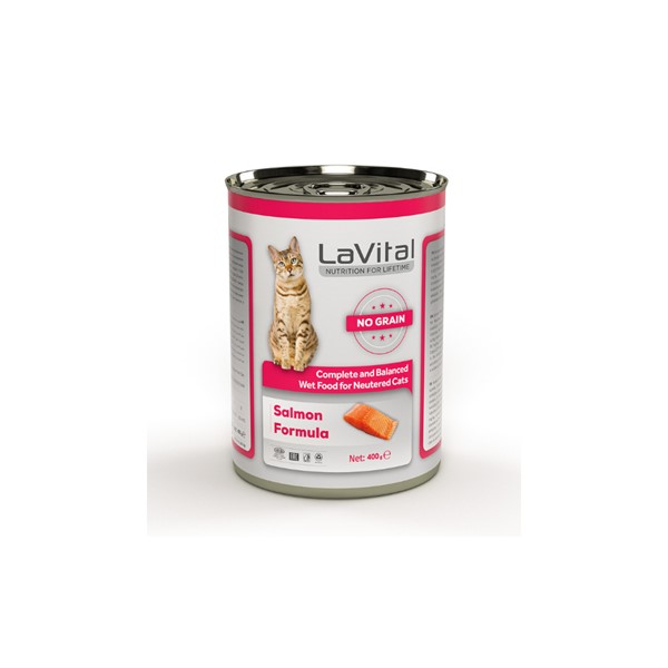 Lavital Somonlu Tahılsız Kısırlaştırılmış Kedi Konservesi Ezme 400gr