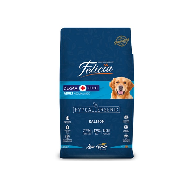 Felicia Yetişkin Somonlu M/Large Az Tahıllı Breed HypoAllergenic Köpek Maması  15 Kg