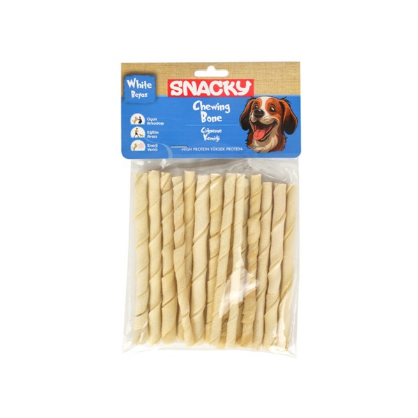 Snacky Beyaz Köpek Burgu Çubuk 15'li *13cm *105g X 6 PAKET