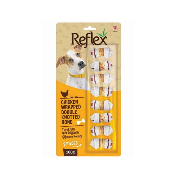 REFLEX TAVUK ETLİ ÇİFT DÜĞÜMLÜ KEMİK 8Li 100 GR