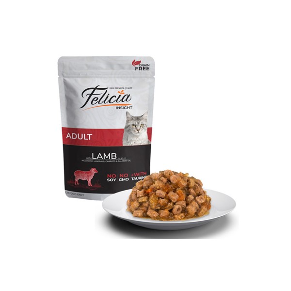 Felicia Tahılsız Pouch Yetişkin Kuzu Etli Yaş Kedi Maması 85 gr