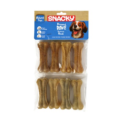 snacky nat. köpek çiğneme kemiği 7,5cm *8'li *180g x 6 adet, snacky,natural köpek kemiği,köpek ödül kemiği