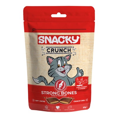 snacky kedi crunch ödül strong tavuk-peynir 60gr x 12 adet, 8682631202262,snacky,kedi ödül maması,mankypetshop