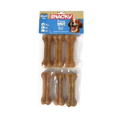 snacky nat. köpek çiğneme kemiği 10cm *6'lı *165g x 6 paket, 8682631205034,snacky,köpek çiğneme kemiği,snacky ödül kemiği