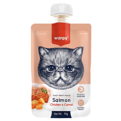 wanpy taze somonlu&tavuklu kedi et ezmesi 90 gr x 6 adet, wanpy,felicia,balıklı ve tavuklu kedi ödülü,ödül maması,mankypetshop