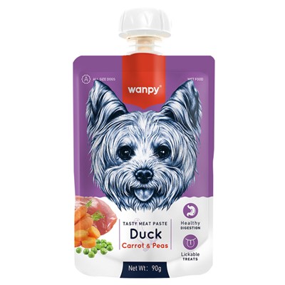 wanpy taze ördekli&havuçlu köpek et ezmesi 90 gr x 6 adet, wanpy,köpek ödül maması,et ezmesi,mankypetshop