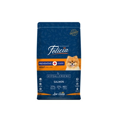 felicia yetişkin somonlu small az tahıllı /mini hypoallergenic köpek maması  6 kg, 8681299606627,felicia,kuru köpek maması,somonlu köpek maması,yetişkin köpek maması,küçük ırk kuru mama