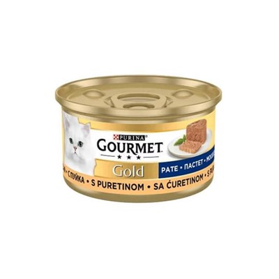 gourmet gold kıyılmış hindili yaş kedi maması 85gr, 7613032814953