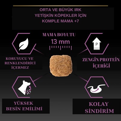 Pro Plan Orta ve Büyük Irk Yetişkin 7+ Yaş Somonlu Kuru Köpek Maması 14 kg