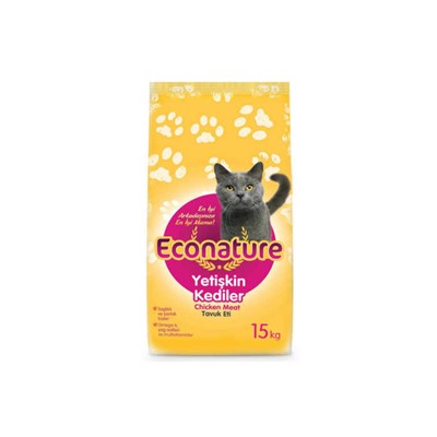 econature tavuklu yetişkin kedi maması 15 kg, 8681612751515,econature,tavuklu yetişkin kedi maması,kuru kedi maması