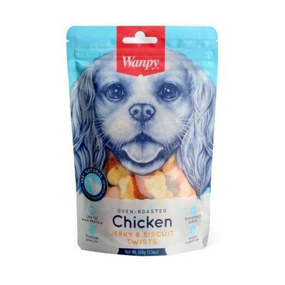 wanpy bisküvi üzeri tavuk sargılı 100gr. köpek ödülü x 6 adet, snacky,köpek ödül kemiği,sargılı kemik